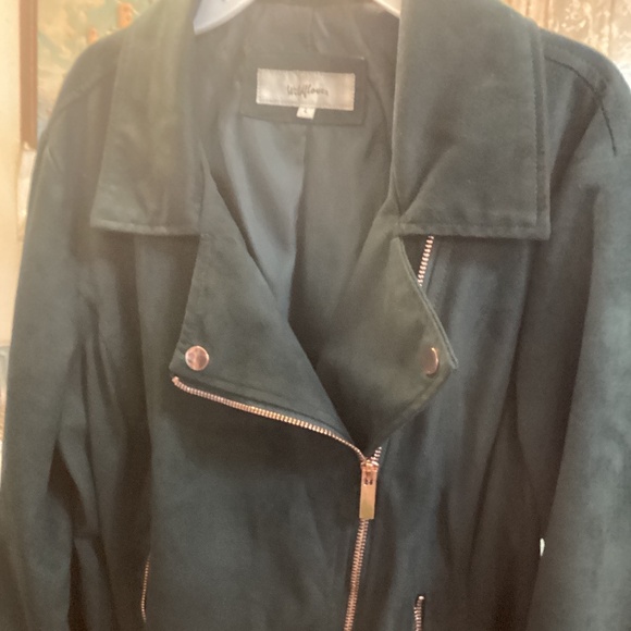 Green suede biker jacket size L - Picture 1 of 6